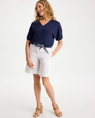 Chico's On Sale - Linen Ruched V-Neck Tee