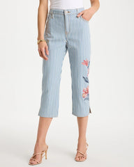 Chico's Outlet - Girlfriend Slim Striped Capri Jeans