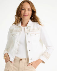 Chico's Discount - Embroidered Cropped Denim Trucker Jacket