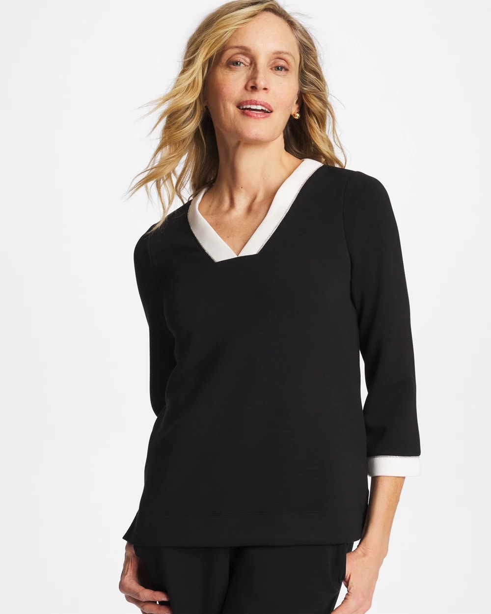 Chico's US - Zenergy® Soft Caviar Bead Contrast Top