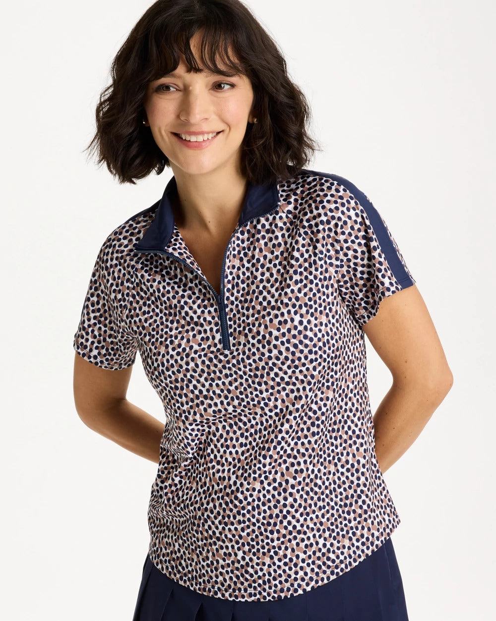 Chico's Sale - Zenergy® UPF Contrast Dot Half Zip Polo