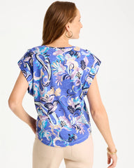 Chico's On Sale - Paisley Cotton Slub Epaulette Tee