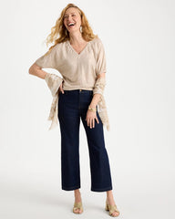 Chico's Online - Fog Foiled Linen Ruched V-Neck Tee