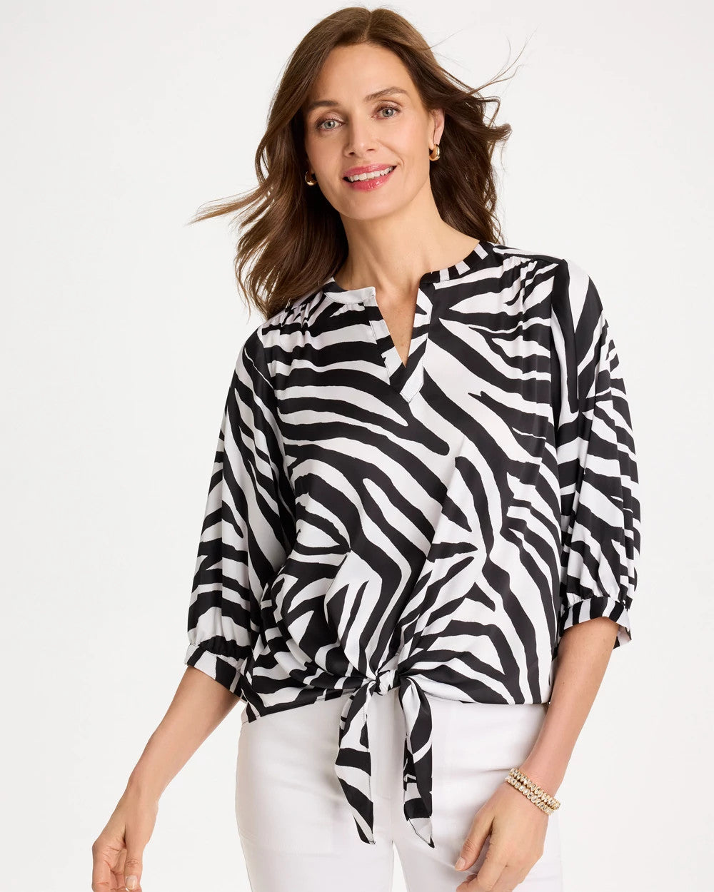 Chico's Online - Satin Animal Print Tie-Front Top