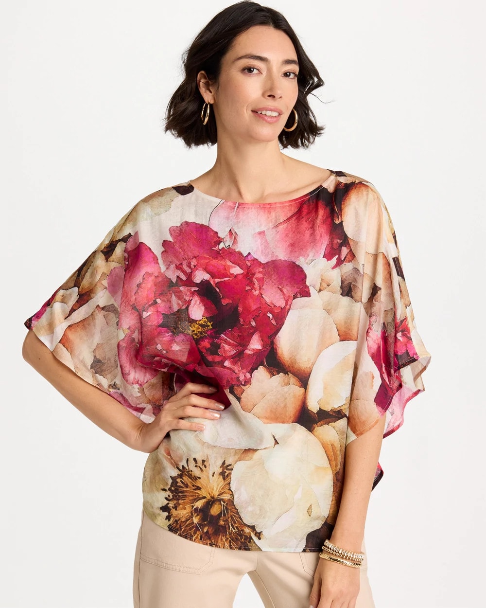Chico's Discount - Boatneck Printed Poncho