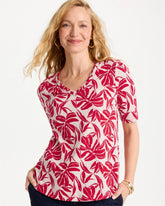 Chico's For Sale - Printed Cotton Slub V-Neck Tee