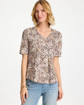 Chico's / Printed Cotton Slub V-Neck Tee