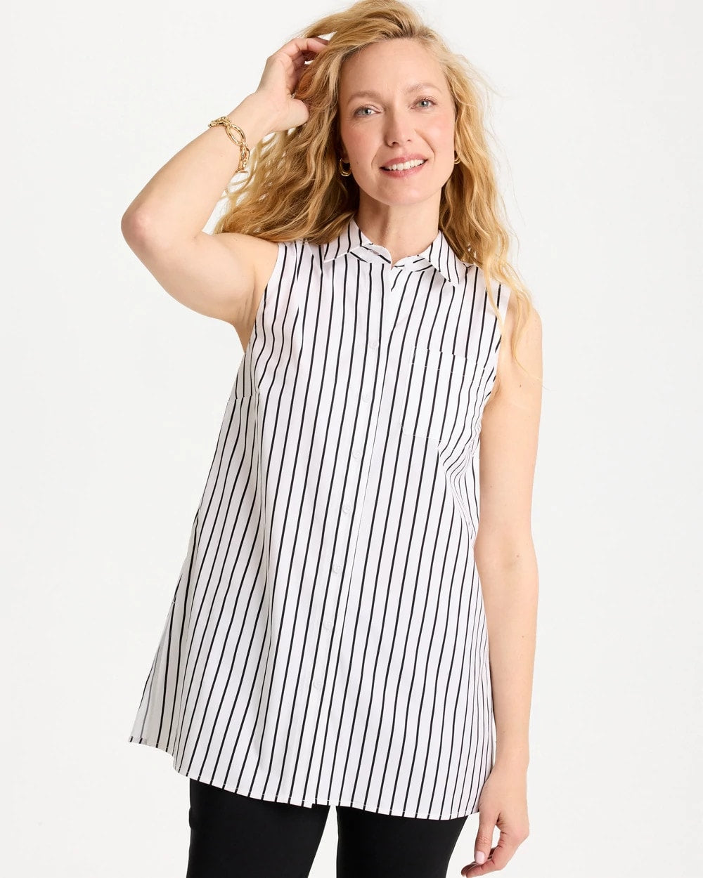 Chico's Online - Poplin Cotton Collared Striped Tunic