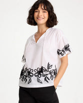 Chico's US - Cotton Voile Applique Blouse