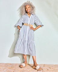 Chico's On Sale - Striped Cotton-Gauze Shirtdress