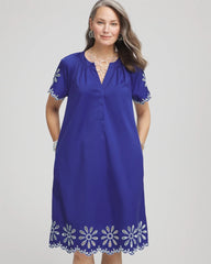 Chico's Outlet - Embroidered Poplin Popover Dress