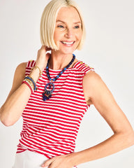 Chico's For Sale - Cotton Striped Button Tee