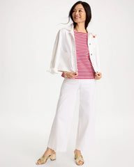 Chico's For Sale - Cotton Striped Button Tee