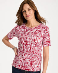 Chico's US - Geo Pima Elbow Sleeve Tee