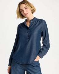 Chico's Discount - Tencel Denim Ruffled Popover Shirt