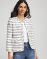 Chico's On Sale - Striped Tweed Collarless Box Jacket