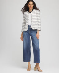 Chico's On Sale - Striped Tweed Collarless Box Jacket