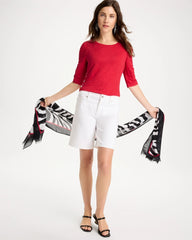Chico's US - Linen Ruched Sleeve Tee