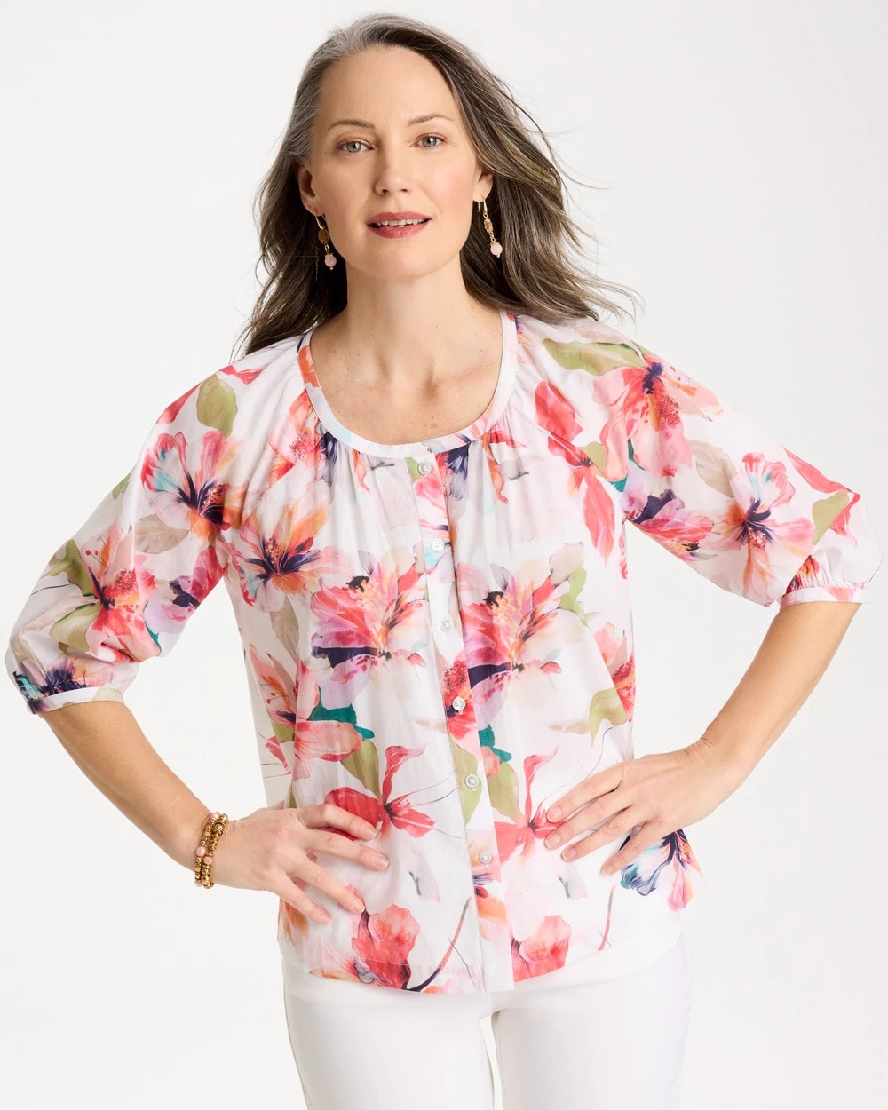 Chico's Outlet - Cotton Voile Croix Collage Blouse