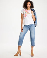 Chico's / Cotton Stretch Ethereal Floral Cap Sleeve Tee