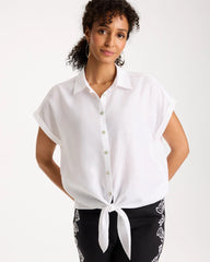 Chico's For Sale - No Iron™ Linen Tie-Front Cap Sleeve Shirt