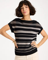 Chico's Outlet - Striped Mesh Stitch Pullover Sweater