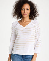 Chico's Discount - Metallic Striped Pullover Sweater