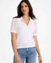 Chico's On Sale - Sequin Pointelle Pullover Polo Sweater