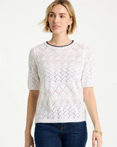 Chico's Outlet - Pointelle Blanket-Stitch Pullover Sweater