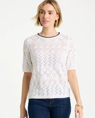 Chico's Outlet - Pointelle Blanket-Stitch Pullover Sweater