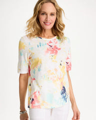 Chico's Discount - Cotton Slub Printed Henley Tee