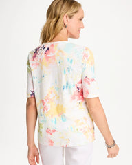 Chico's Discount - Cotton Slub Printed Henley Tee
