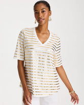 Chico's Online - Striped Cotton Slub V-Neck Tee