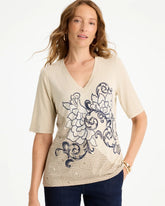 Chico's For Sale - Knit Sequin Elbow Tee