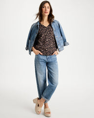 Chico's Outlet - Cotton Stretch 3/4 Sleeve Polka Dot Tee