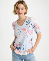 Chico's US - Pima Floral Elbow Sleeve Tee