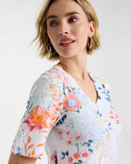 Chico's US - Pima Floral Elbow Sleeve Tee