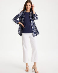 Chico's / Cotton Slub Crewneck Button Tee