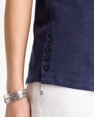Chico's / Cotton Slub Crewneck Button Tee