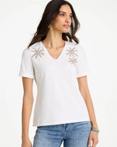 Chico's / Cotton Stretch Palm Sequin Tee