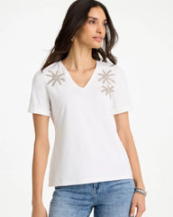 Chico's / Cotton Stretch Palm Sequin Tee