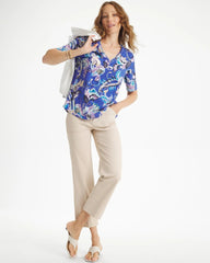 Chico's Discount - Paisley Cotton Slub V-Neck Tee