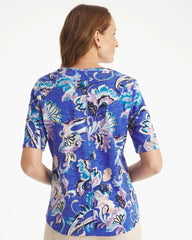 Chico's Discount - Paisley Cotton Slub V-Neck Tee