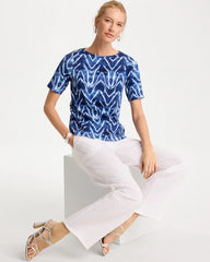 Chico's US - Tie Dye Chevron Pima Elbow Sleeve Tee