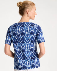 Chico's US - Tie Dye Chevron Pima Elbow Sleeve Tee