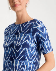 Chico's US - Tie Dye Chevron Pima Elbow Sleeve Tee
