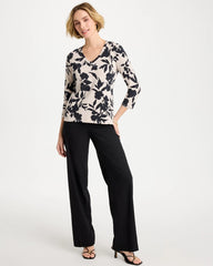Chico's Discount - Cotton Stretch 3/4 Sleeve Floral Tee