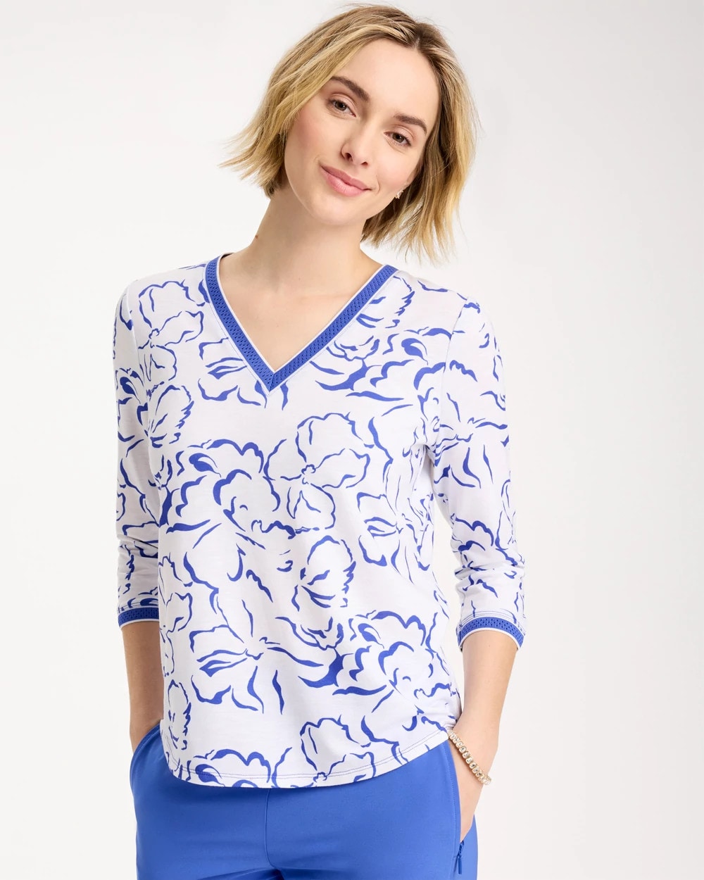 Chico's Sale - Zenergy® Slub Knit Mesh Trim Tee