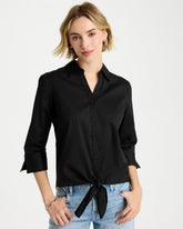 Chico's On Sale - Poplin Cotton Tie-Front Top