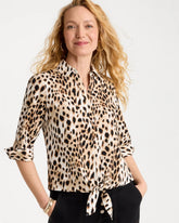 Chico's Outlet - Poplin Cotton Animal Print Tie-Front Top